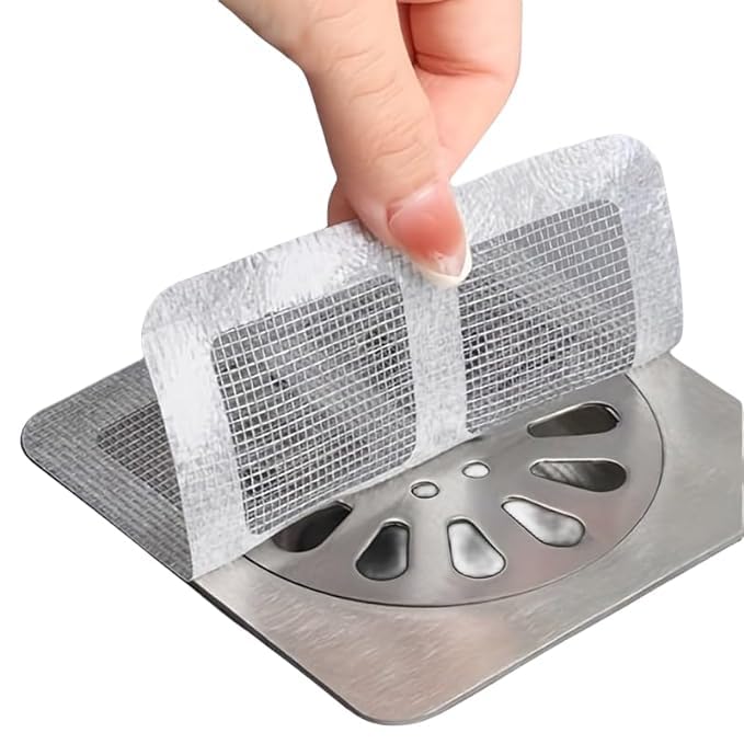 Drain Antimicrobial Sticker, Disposable Filter Net Sticker for Bathroom, Kitchen Drain (1 Pack 10 Pcs)