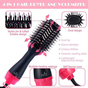 Hair Dryer 3-in-1 Hot Air Brush Hair Styling Machine Brush for Women Fast Drying Styling Straightening Curling Hair Brush Set Suitable for All Hair Types