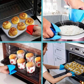 Silicone Pot Holders Heat Resistant Rubber Oven Mitts Mini Oven Mitts for Kitchen Cooking and Baking (Pac of 2)