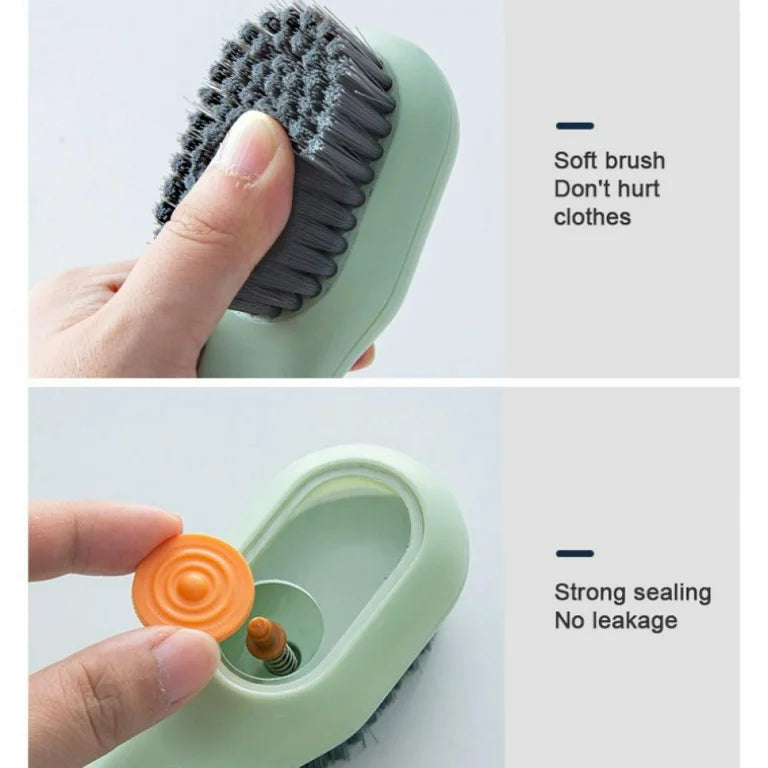 Soap Dispensing Cleaning Brush with Handle Scrubbing Reusable Washing Shoe Brush for Shoes Clothes Cleaning (Standard, shoe cleaning brush)