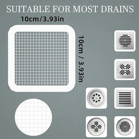 Drain Antimicrobial Sticker, Disposable Filter Net Sticker for Bathroom, Kitchen Drain (1 Pack 10 Pcs)
