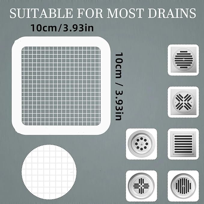 Drain Antimicrobial Sticker, Disposable Filter Net Sticker for Bathroom, Kitchen Drain (1 Pack 10 Pcs)