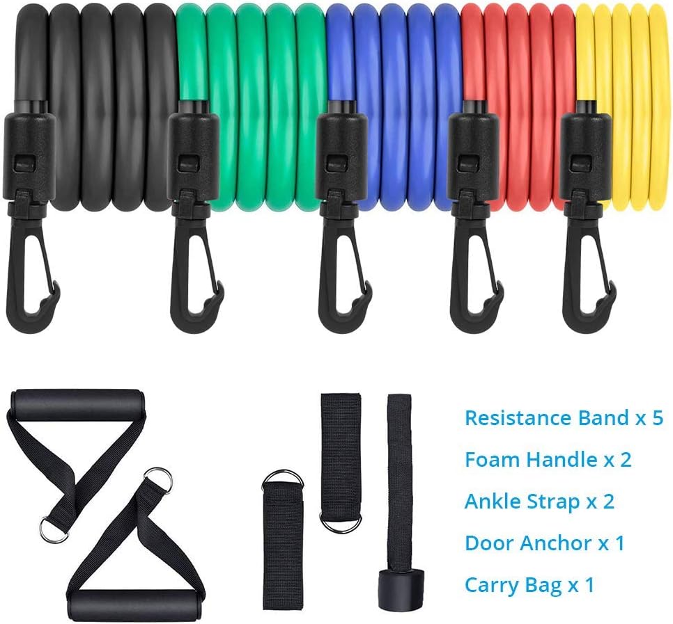 Power Resistance Bands for Workout for Women & Men (11pcs), Exercise Bands for Home and Gym Workouts.