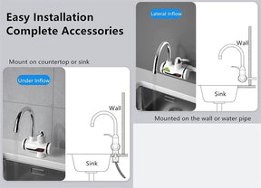 Tankless Electric Hot Water Heater Faucet, Digital Display, Instant Electric Water Geyser for Bathroom Household