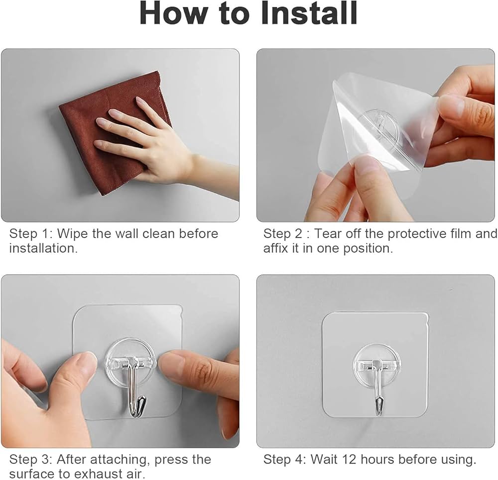 Hook for Hanging Strong, Hooks for Wall Without Drilling, Hooks for Wall Seamless Design (Pack of 10)