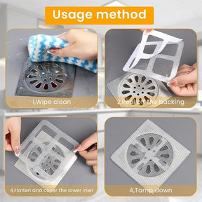 Drain Antimicrobial Sticker, Disposable Filter Net Sticker for Bathroom, Kitchen Drain (1 Pack 10 Pcs)