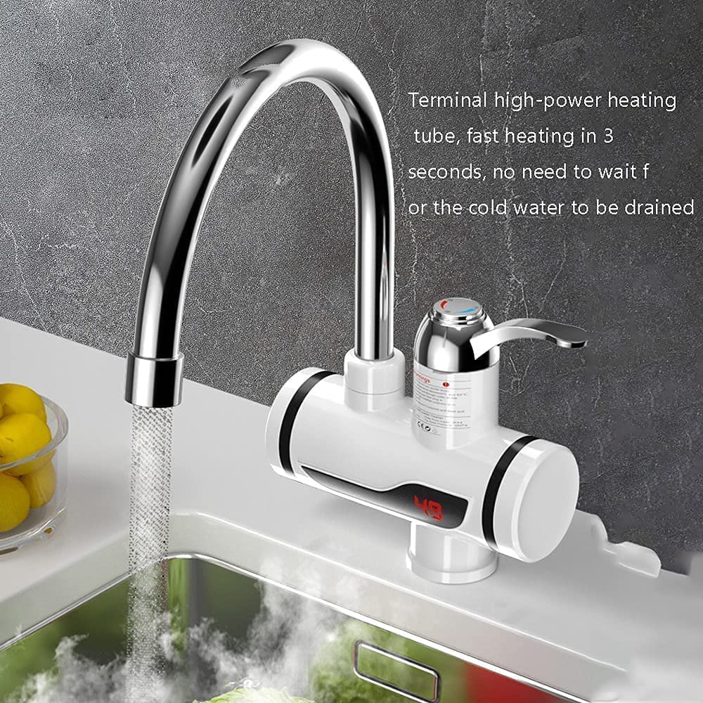 Tankless Electric Hot Water Heater Faucet, Digital Display, Instant Electric Water Geyser for Bathroom Household