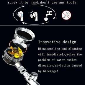 High-pressure shower head with filter and pause switch Easy Install Handheld Turbocharged Shower Head 360 Degrees Rotating