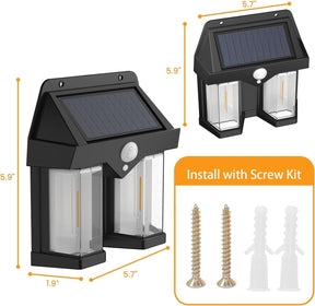 New Solar Sensor Light, , Wireless Dusk to Dawn Porch Lights Fixture, Waterproof Exterior Lighting