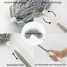 Microfiber Feather Duster Extendable Cobweb Duster with 100 inches Extra Long Pole,
