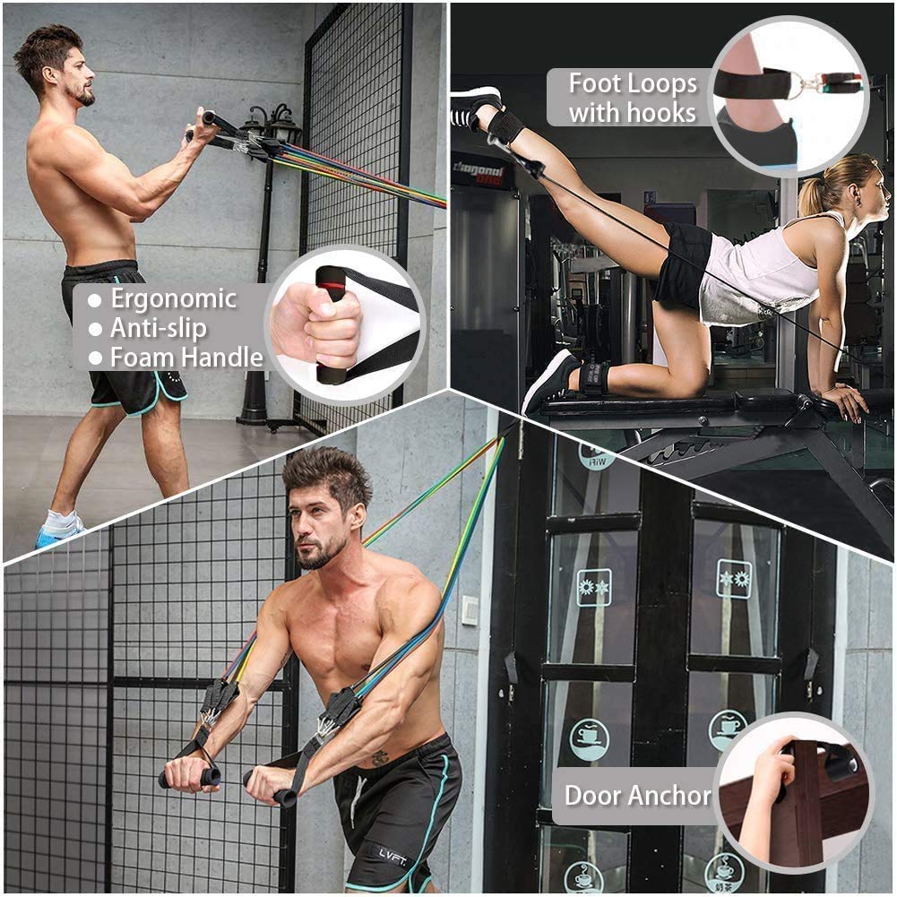 Power Resistance Bands for Workout for Women & Men (11pcs), Exercise Bands for Home and Gym Workouts.