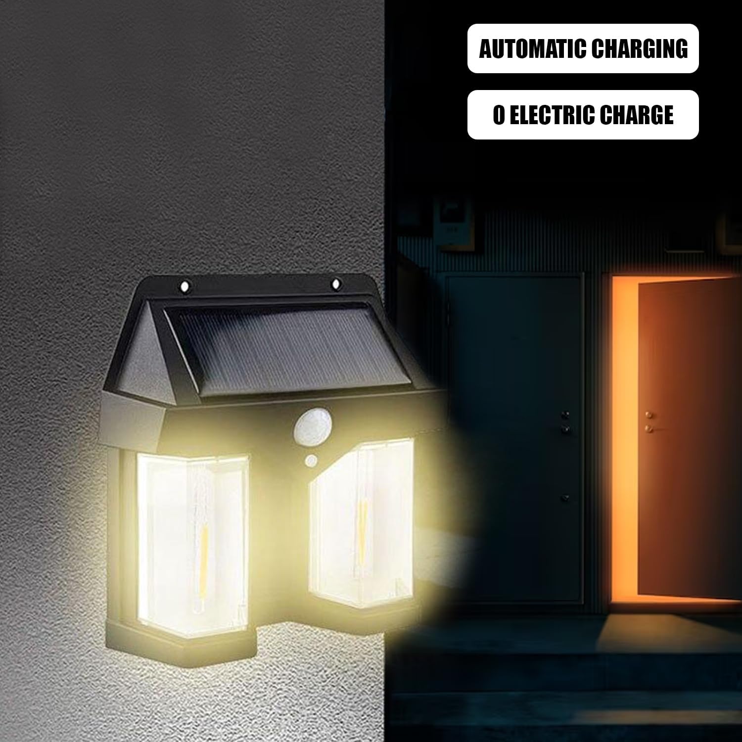 New Solar Sensor Light, , Wireless Dusk to Dawn Porch Lights Fixture, Waterproof Exterior Lighting