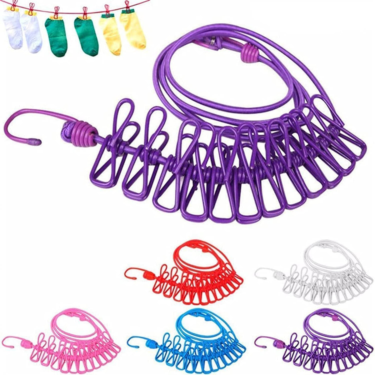 Portable Clothesline with 12 Clothespins