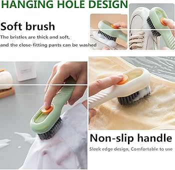 Soap Dispensing Cleaning Brush with Handle Scrubbing Reusable Washing Shoe Brush for Shoes Clothes Cleaning (Standard, shoe cleaning brush)