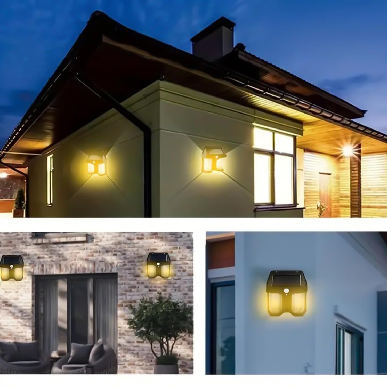 New Solar Sensor Light, , Wireless Dusk to Dawn Porch Lights Fixture, Waterproof Exterior Lighting