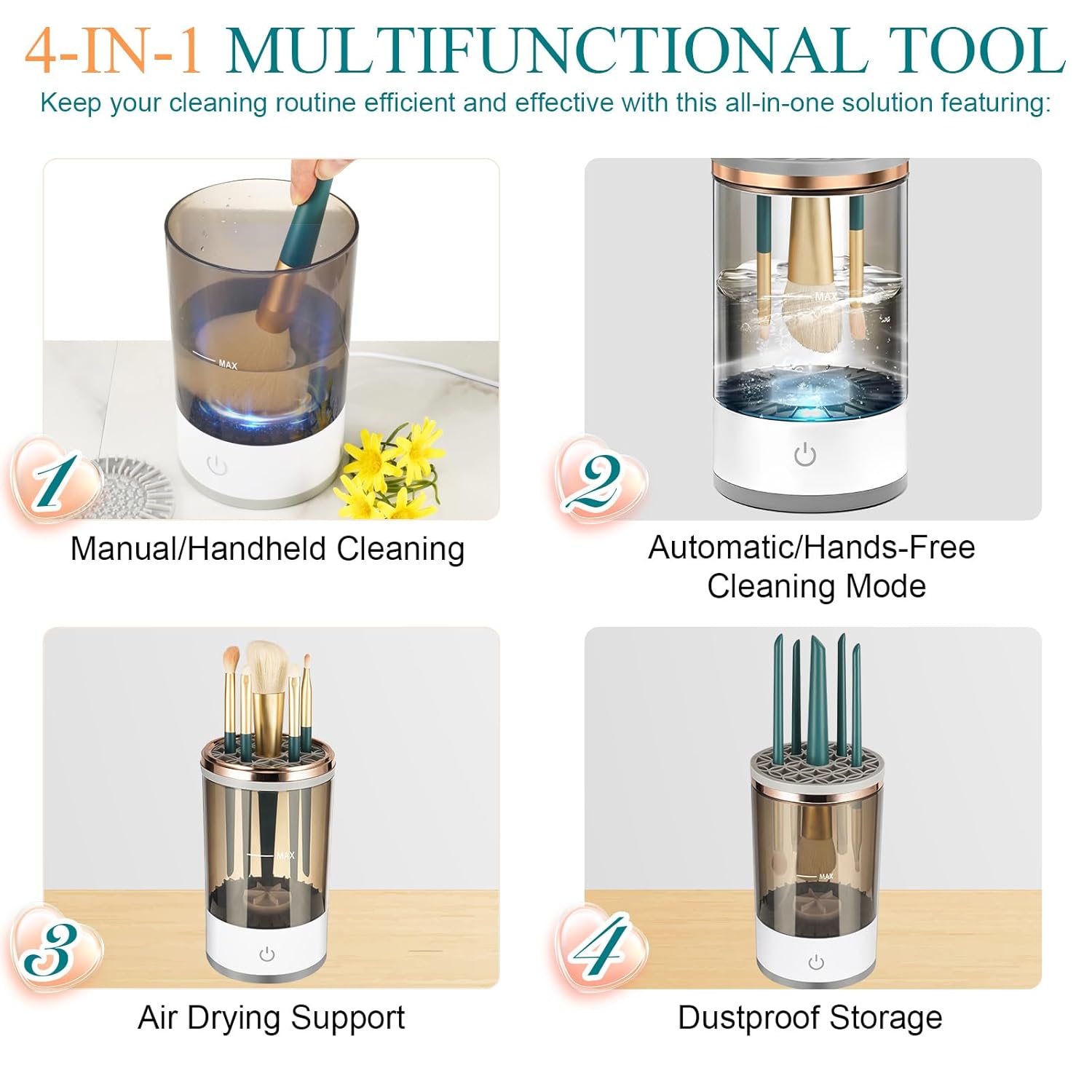 Makeup Brush Cleaner Automatic Spinning for All Size Beauty Makeup Brush Set, Eyeshadow, Blush Brush