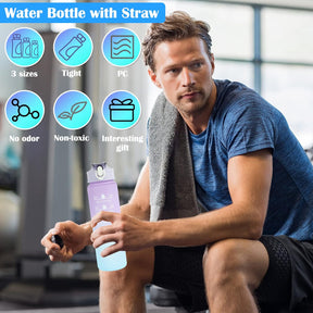 1pes Large 900ml  Water Drinks Bottle Leakproof Sports Water Bottles with Handle for Fitness, Outdoor, Cycling, Gym, School & Office