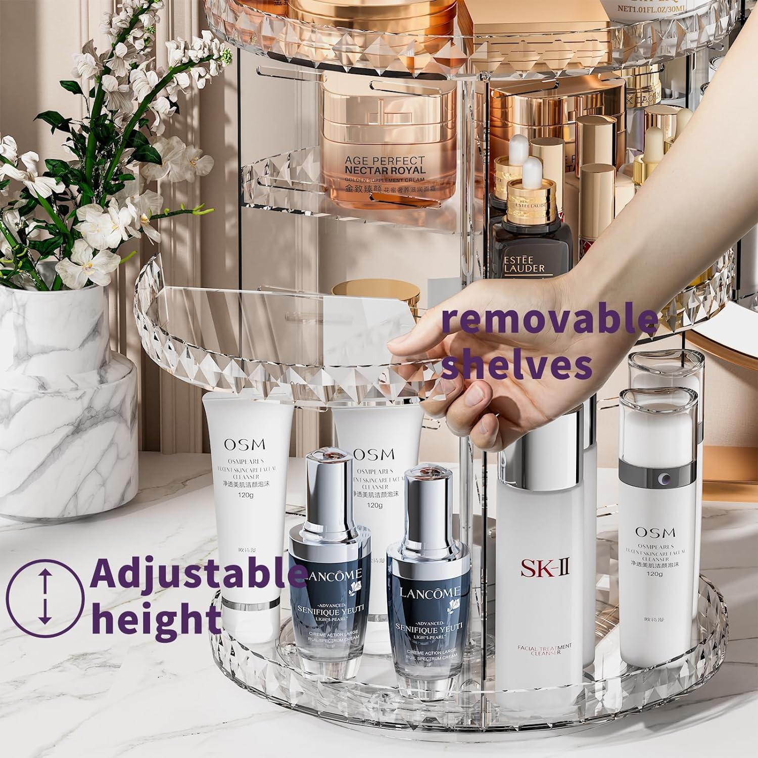 360° Rotating Makeup Organizer Stand