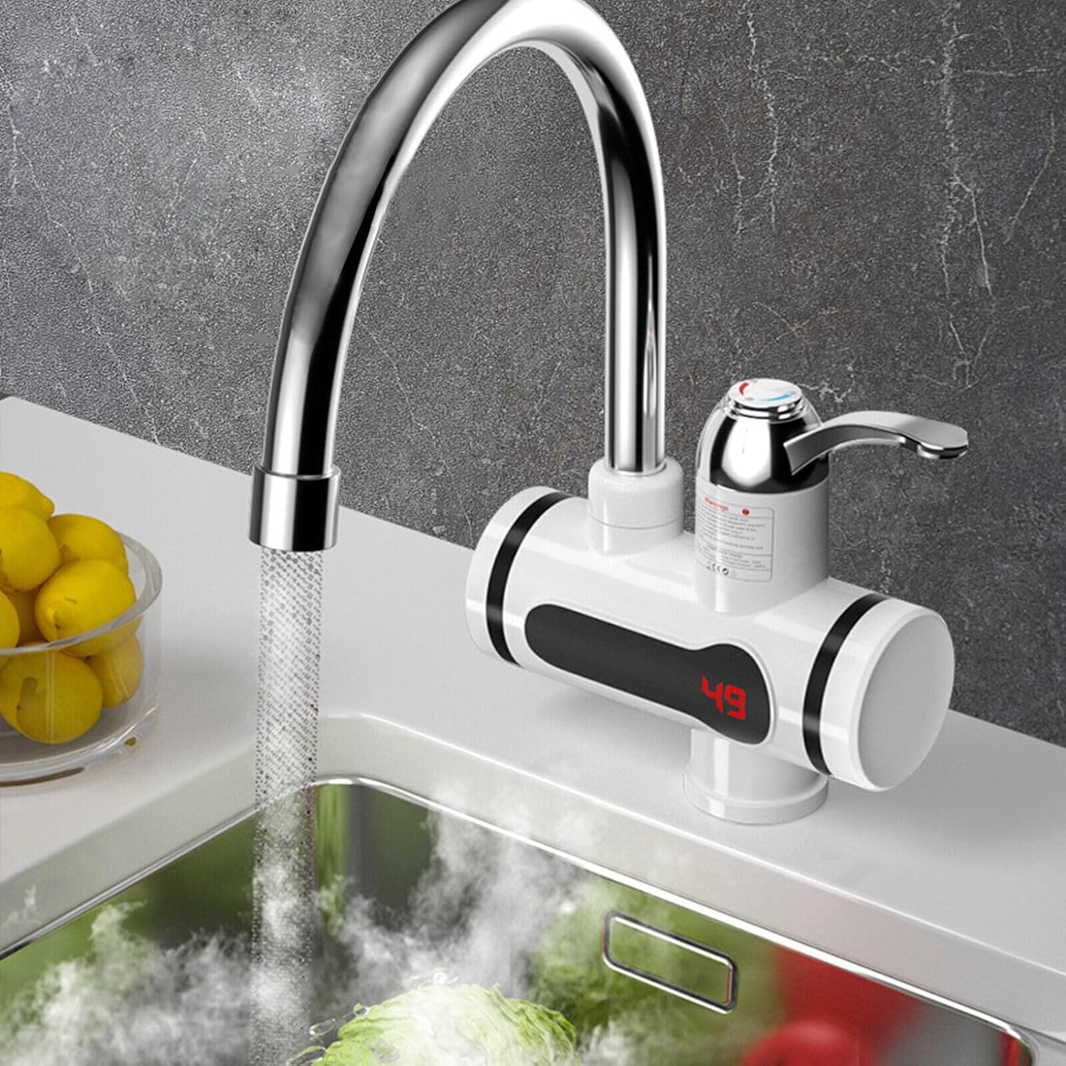 Tankless Electric Hot Water Heater Faucet, Digital Display, Instant Electric Water Geyser for Bathroom Household