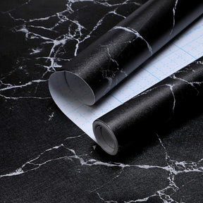 Wallpaper stickers for kitchen, marble foil sheet, wallpaper vinyl sheet, oil proof and waterproof, Wall stickers heat resistant (2 M White and black)