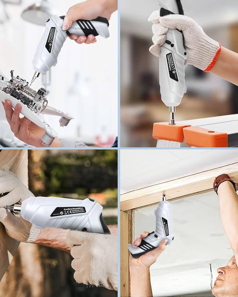 Multifunctional Screw Tool Kit 47-PCS Rotatable Dual Position Handle with LED Light, USB Charger