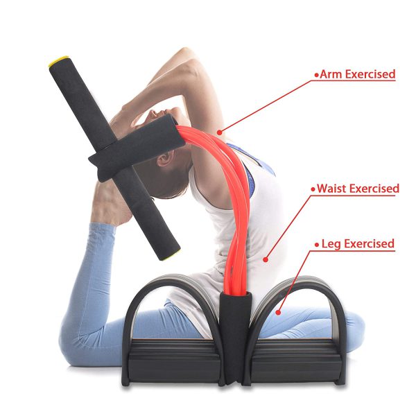 Tummy Trimmer- Foot Pedal Resistance Band Elastic Sit-up Pull Rope Yoga Fitness Gym – Elastic Pull Ropes Tummy Trimmer (random Colors)