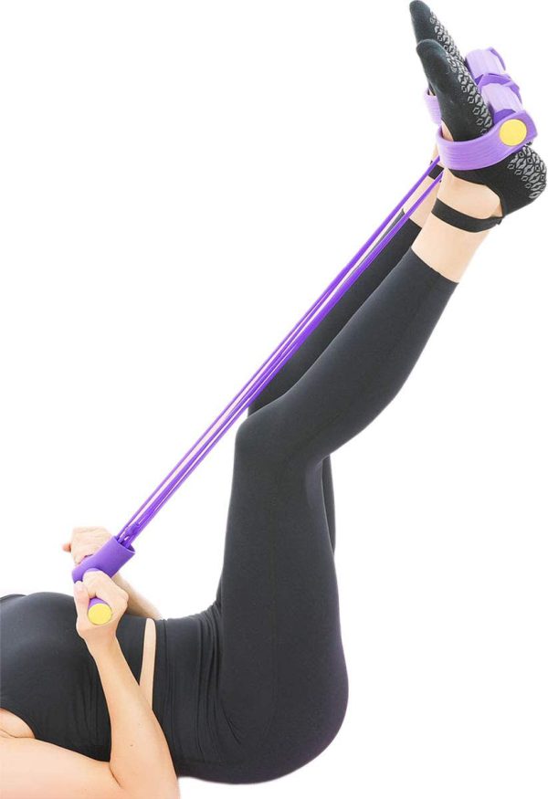 Tummy Trimmer- Foot Pedal Resistance Band Elastic Sit-up Pull Rope Yoga Fitness Gym – Elastic Pull Ropes Tummy Trimmer (random Colors)