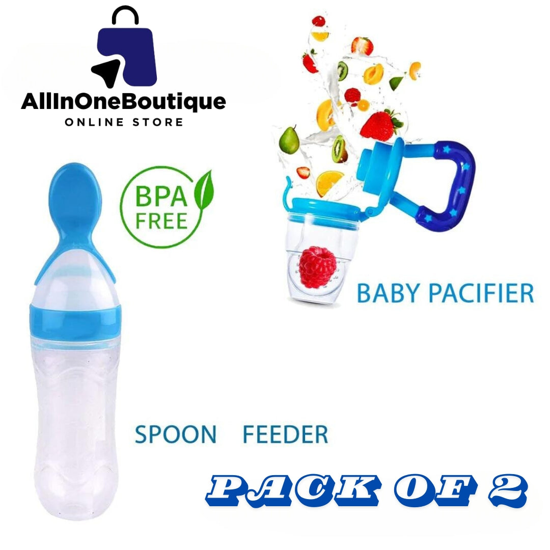 2 in 1 Pacifier and Spoon Feeder Silicone Baby Feeding Spoon Food Dispensing Weaning Feeder - Color May Vary