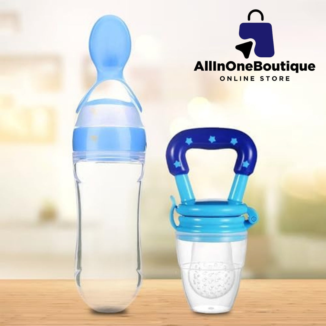 2 in 1 Pacifier and Spoon Feeder Silicone Baby Feeding Spoon Food Dispensing Weaning Feeder - Color May Vary