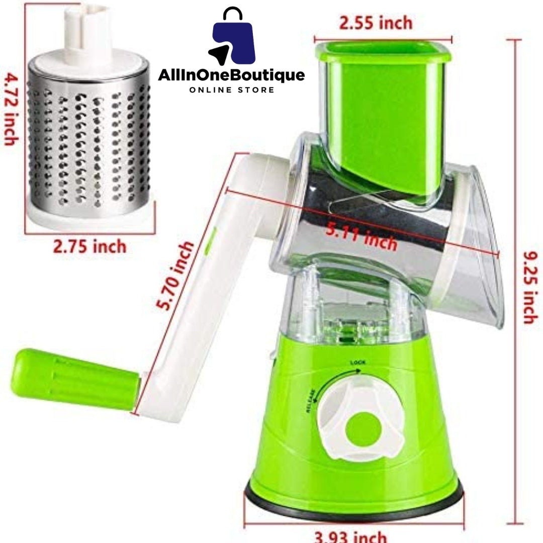 3 in 1 Shredder Slicer Grinder for Cucumber Nut Potato Carrot Cheese, Vegetable Salad Shooter Green
