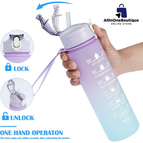 1pes Large 900ml  Water Drinks Bottle Leakproof Sports Water Bottles with Handle for Fitness, Outdoor, Cycling, Gym, School & Office