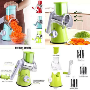 3 in 1 Shredder Slicer Grinder for Cucumber Nut Potato Carrot Cheese, Vegetable Salad Shooter Green