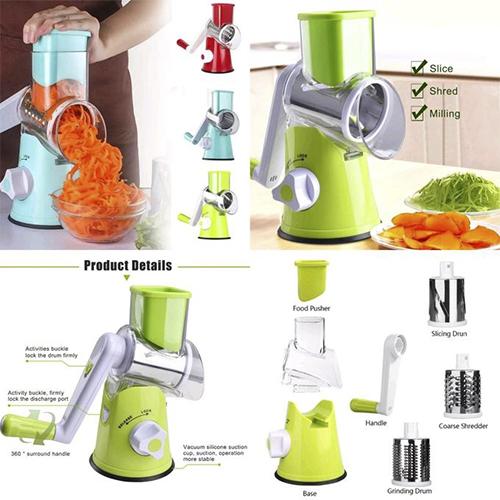 3 in 1 Shredder Slicer Grinder for Cucumber Nut Potato Carrot Cheese, Vegetable Salad Shooter Green