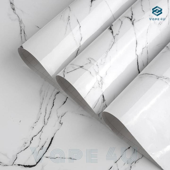 Wallpaper stickers for kitchen, marble foil sheet, wallpaper vinyl sheet, oil proof and waterproof, Wall stickers heat resistant (2 M White and black)